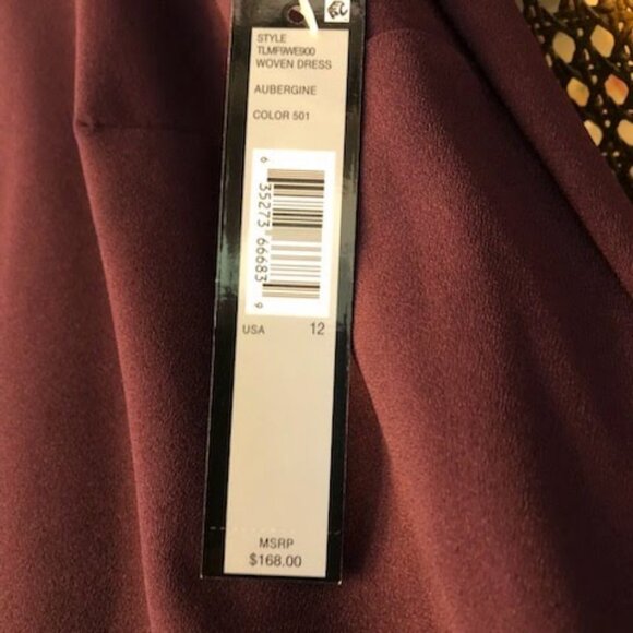 NWT TAHARI Arthur S. Levine Purple Feather Jewel Sleeveless Cocktail Dress SZ 12 - Picture 8 of 8